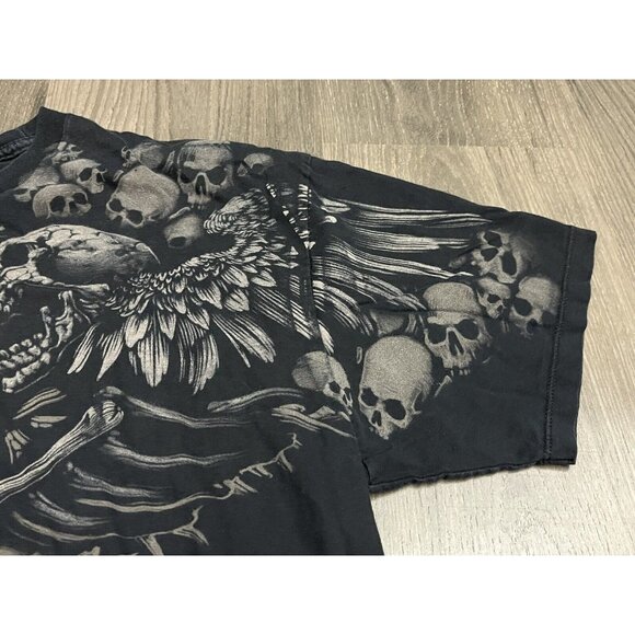 Liquid Blue Flying Skulls 2008 Mens XL Black Skull Guitar Skeleton Y2k Metal - Picture 6 of 9